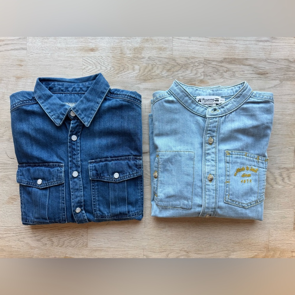 Bonpoint Denim Shirt Bundle Size 10 (10A) | Light + Dark Wash | Unisex